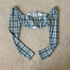 NWT Princess Polly Blue and Green Plaid Crop Top